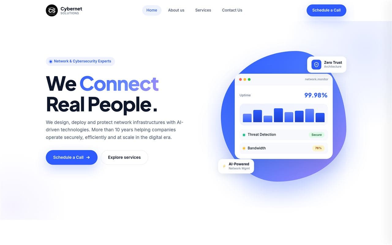 Captura del sitio Cybernet Solutions
