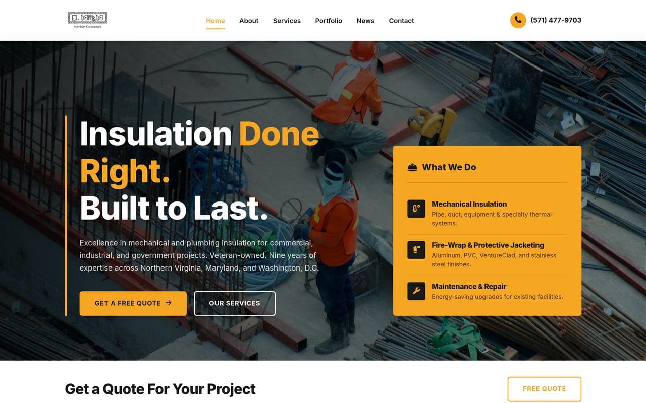 Captura del sitio El Dorado Specialty Contractors
